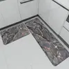 Tapete de Piso de Cozinha Simples com Padrão de Mármore, Absorvente de Água, Tapete de Pé de Terra de Diatomáceas Antiderrapante, Tapete Longo em Faixa, Resistente a Manchas, Tapete de Porta de Fácil Cuidado