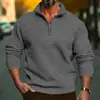 Sudadera Informal de Color Sólido con Mangas Largas y Media Cremallera con Cuello Alto para Hombre, Popular Otoño e Invierno 2025, Estilo Europeo y Americano, de Temu