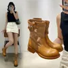 Botas Casuales de Lona Chuyuji, Estilo Británico Slip-On para Pantorrilla Ancha, Botas Vaqueras Occidentales, Botines de Media Caña con Suela Gruesa, Botas Martin