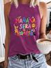 Chaleco de cuello redondo con estampado de letras de colores, oferta especial de Amazon en AliExpress, top informal sin mangas para primavera y verano, ropa para mujer.