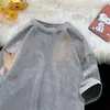 Nueva camiseta de algodón puro moderna batik vintage holgada de manga corta lavada desgastada para hombres y parejas top dopamina