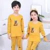 Conjunto de Ropa Interior de Algodón para Niños Ropa y Pantalones de Otoño para Niños Pijamas 100% Algodón para Niñas Pijamas para Niños Mayores Ropa Térmica de Algodón