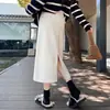 Falda midi de mezcla de lana y acetato con abertura, nueva colección otoño 2026, de cintura alta, fluida, elegante, hasta la rodilla y ajustada al cuerpo para mujer