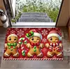 Alfombra de Piso con Temática Navideña Transfronteriza de Muñeco de Nieve y Alce para Entrada de Casa, Resistente al Desgaste y a la Suciedad, Alfombra Decorativa, Alfombra de Piso para Baño