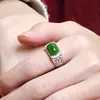 Anillo Abierto Yihua Jasper Silla Anillo Anillo Anillo con Jade Esmeralda Esmeralda Estampado Anillo Estilo Étnico