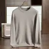 Suéter de Cashmere Espesso de Dupla Camada para Homens, Gola Redonda Pulôver, Tricô de Cor Sólida, Suéter Camada Base, Cashmere Amigo da Pele