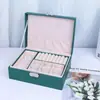Caixa de Armazenamento de Joias Integrada em Couro PU de Grande Capacidade Caixa de Joias para Brincos Brincos Caixa de Armazenamento de Colares Caixa de Pulseiras com Fechadura