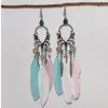 Brincos de Pena Boêmios Europeus e Americanos, Brincos de Franja Estilo Étnico Exagerado Retrô para Feriados, Acessórios de Viagem de Yunnan para Mulheres