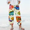 2026 Novo Modelo Temu Amazon Site Independente Transfronteiriço Estampa Digital 3D Calça Cropped Casual para Mulheres Elasticidade nas Quatro Direções Verão