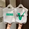 100% AlgodãoColete de Verão Sem Mangas para Crianças Maiores Meninos Meninas Nova Camiseta Básica de Algodão Puro Estilo Street Coreano