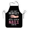 Delantal de Manicurista de Moda Transfronterizo para Salones de Uñas, Impreso en 3D, Anti-Manchas, Impermeable, Delantal Creativo y Original para el Hogar, Venta al por Mayor por Fabricante
