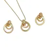 Moda Europea y Americana Uso Diario Elegante Versátil Metal Círculo Geométrico Conjunto de Joyería de Collar y Pendientes para Mujer