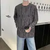 Camiseta de manga larga para hombre Diseño con sentido Alto sentido de calidad Camisa base desgastada Suéter Holgado Versátil Cuello redondo Pulóver Top