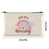 Bolsa de Maquillaje con Cremallera de Lona Transfronteriza, Bolsa de Tocador con Cremallera de Viaje Multifuncional, Bolsa de Lona Arcoíris Inspiradora para Mujeres