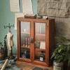 Caja de Almacenamiento de Escritorio Gabinete de Almacenamiento de Madera y Vidrio Estante Organizador de Cosméticos de Madera Multicapa para el Hogar Estilo Retro