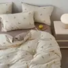 Serie de juego de cuatro piezas estilo ins de gasa de doble capa de algodón 100% para aeróbicos, modelo nuevo 2026, juego de tres piezas estilo sábana para cama de 1.2 m, Chunye