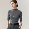 Suéter de Cachemira para Mujer Baicaierong Otoño/Invierno 2026, Manga Corta, Cuello Semi Alto, Diseño Versátil, Tejido de Lana