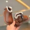 2026 Botines Nuevos para Niñas Primavera y Otoño Zapatos de Piel de Princesa para Bebé Suela Suave Zapatos para Niños Pequeños Botas de Algodón con Felpa Cremallera Lateral