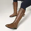 Novas botas de cowboy western estilo britânico com tiras de fivela, design de cano alto, salto baixo, botas de motocicleta, tamanhos 40-48, plus size, para exportação