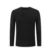 Camiseta Masculina 2025 Outono e Inverno Nova Camiseta Básica de Algodão Dupla Face com Gola Redonda e Mangas Longas, Colágeno de Peixe Antibacteriano Grau 7A