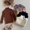 [En stock] Suéter de cuello alto medio para niños, otoño e invierno, nuevo, para niños y niñas, camisa básica simple y versátil para bebés