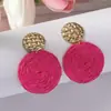 Pendientes de Borla de Flor de Hierba Rafi Rosa Dulce Moda Tejidos de Alto Sentido Nicho Bohemios