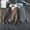 Suéter de Punto con Cuello en V Falso de Dos Piezas Estilo Old Money para Hombre Otoño/Invierno Estilo Perezoso Sensación de Alto Intelecto Camisa Polo de Punto con Cuello
