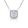 Transmisión en Vivo Venta Caliente Gema de Color Flash Diamante de Alto Carbono Corte Flor de Hielo Princesa Cuadrado Collar Cadena Clavícula Moda Transfronteriza Europea y Americana para Mujer