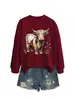 Amazon eBay Estação Independente Moda Casual Versátil Feminino Patchwork Vaca Flor Grama Mangas Longas Moletom Comércio Exterior Transfronteiriço