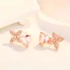 Pendientes Europeos y Americanos Más Vendidos para Mujer, Temperamento Simple, Dulce, Versátiles, Personalizados, Diamante de Polvo de Zirconia, Pendientes de Trébol de Cuatro Hojas, Creativos