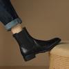 Botines Chelsea retro franceses para mujer otoño e invierno 2023 punta redonda piel de vaca botines al tobillo planos desgastados plisados botas Martin