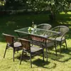 Mesa de Té y Silla de Balcón Silla de Ratán Combinación de Tres Piezas Mesa de Té Cuadrada Silla de Ratán para Patio Ratán para Exterior Mesa y Silla para Exterior