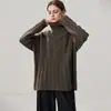 Suéter Feminino de Malha Grossa de Seis Fios com Gola Alta e Padrão Trançado, Base de Caxemira, Outono Inverno, Novo Estilo, Solto, Tamanho Plus, Quente, Suéter de Lã