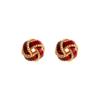 Populares aretes de tuerca de nudo concéntrico retro estilo francés con aceite goteante, cobre chapado en oro, elegantes aguja de plata 925, aretes de alta gama para otoño e invierno