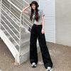 Overol G99 estilo americano multibolsillos color blanco arroz moda femenina marca primavera y verano 2024 nuevo pantalón casual de pierna ancha