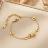 Pulsera de Acero de Titanio Brillante Dorada de Cintura Pequeña para Mujer, Simple y que No se Desvanece, Joyería de Mano de Moda Popular, Joyería de Nicho de Estilo Genial
