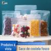 Saco Ziplock Fosco, Saco Plástico Selado Espessado, Saco com Fundo Plano e Nervuras, com Aroma de Frutas para Chá, Saco para Embalagem de Lanches