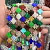 14mm Piedra Natural Cristal Ágata Plano Trébol de Cuatro Hojas Pulsera DIY Collar Accesorios de Joyería Productos Semiacabados Venta al por Mayor