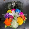Ramo de Crisantemo de Bola de 7 Colores, Flores para Tumba, Flores Artificiales para el Festival Qingming, Ramo Qingming, Ramo Sacrificial