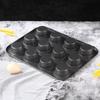 Atacado de fábrica antiaderente 12 cavidades forma de bolo redonda plana forminha de muffin assadeira doméstica forma de assar para forno