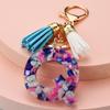 Llavero con 26 letras en inglés, estilo europeo y americano, con borlas de cristal acrílico transparente, adorno para bolso, pequeño regalo.