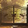 Puerta de Patio de Hierro Forjado Estilo Europeo Puerta de Jardín Villa de Campo Pasillo Exterior Doble Puerta Batiente Entrada Simple/Doble Pasillo de Acceso Puerta de Hierro