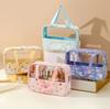 Bolsa de cosméticos transparente impresa impermeable costuras bolsa de lavado gran capacidad bolsa de almacenamiento de viaje bolsa de almacenamiento portátil