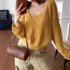 Juego de piezas transfronterizo de 101.3 kg: camisola con diseño calado, cárdigan de punto casual y suave, top de manga larga con cuello en V, nuevo estilo de moda