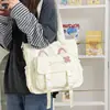 Bolsa de Estudo Multibolsos Novo Modelo Estilo Coreano, Bolsa de Mão Tote, Bolsa de Lona de Grande Capacidade para Alunos do Ensino Médio, Bolsa Transversal