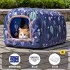 Nido de Gato Cálido en Invierno, Cama para Perros Medianos y Grandes Totalmente Cerrada, Esterilla Universal Cuatro Estaciones Desmontable y Lavable, Casa para Perros, Casa para Gatos