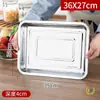 08 Charola Rectangular Gruesa de Acero Inoxidable Placa de Hierro para Uso Doméstico y Comercial Tamaño Grande Charola para Cocer Pescado a Vapor Parrilla Comedor Charola para Pescado a la Parrilla