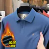 Novas Camisas Polo de Inverno Masculinas de Manga Longa com Gola Reversível e Forro de Fleece para Homens Jovens e de Meia-Idade, Tops Espessos e Quentes para Homens