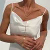 Moda Transfronteriza Europea y Americana Estilo Ins Figura Metálica Collar Largo para Mujer Cadena Cruzada Simple Collar para Clavícula