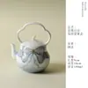 Tetera de Porcelana Azul y Blanca Pintada a Mano con Asa de Lazo Rosa, Exquisita Tetera Hecha a Mano de Cerámica Arita para Juego de Té Gongfu